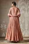 Buy Pink Cotton Embroidery Collared Gathered Anarkali With Dupatta For ...