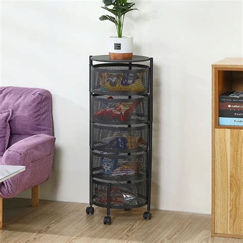 Buy tonchean 5 Tier Fruit Vegetable Storage Basket Rolling Cart for ...