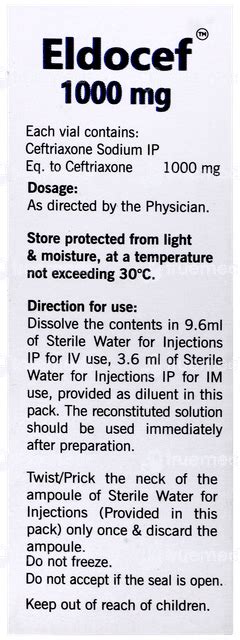 Eldocef 1000 Mg Injection: Uses, Side Effects, Price & Substitutes