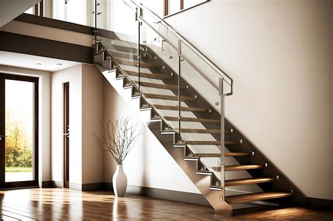 The process of installing an interior glass railing on a staircase
