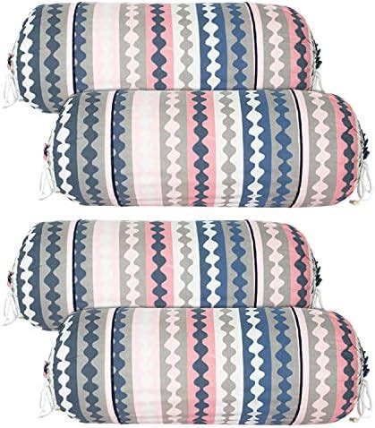 Trance Home Linen 100% Cotton Bolster Cover Set | 16x32 Inches | 200 Tc ...