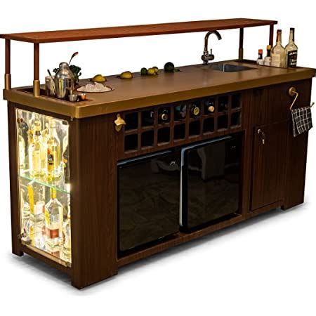 SpeedX Home Bars - Model X Home Bar Cabinet Mat Gold & Mat Black Finish ...