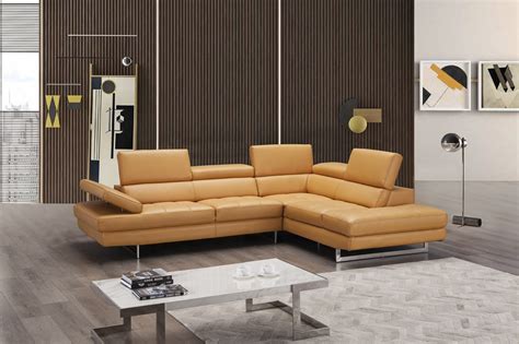 Elegant Modern Leather L-shape Sectional Washington DC J&M-Furniture ...