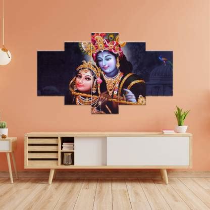 Great Art Set of Five radha krishna Wall Painting Digital Reprint 17 ...