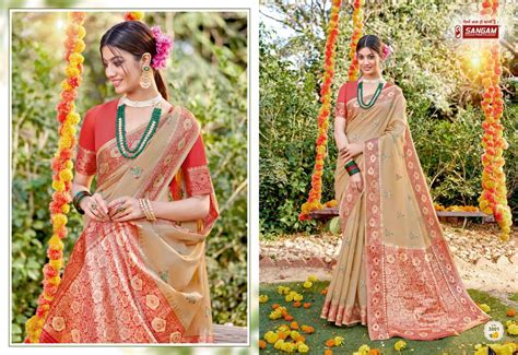 Sangam Subh Milan catalogue Cotton Zari Weaving Sarees