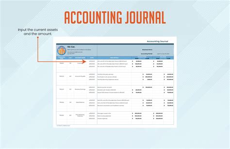 Accounting Journal Template in Excel, Google Sheets - Download ...