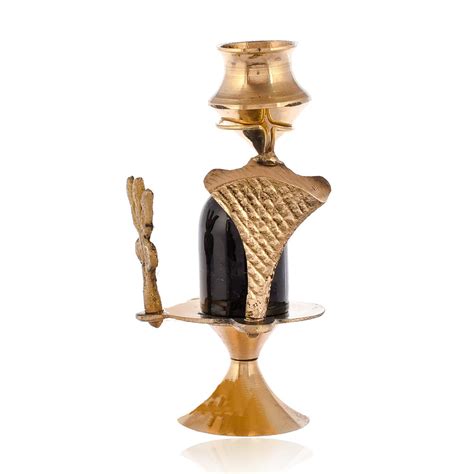 Shivling & Naag Devta Metal Religious Showpiece- Golden & Black ...