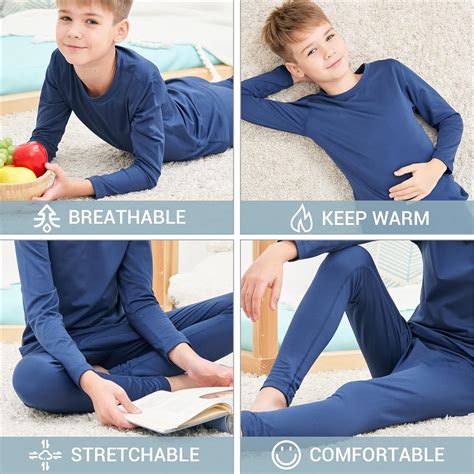 Buy HEROBIKER Thermal Underwear Boys Ultra Soft Fleece Lined Kids ...