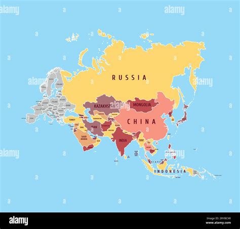 Vector detailed political map of Asia Stock Vector Image & Art - Alamy