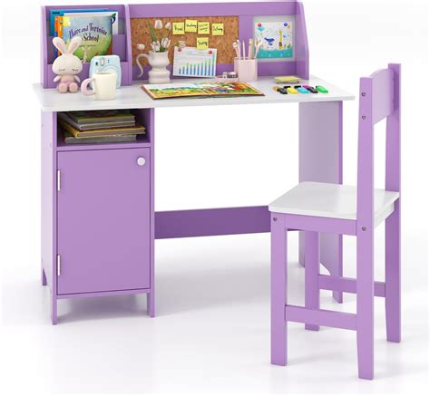 Amazon.com: HONEY JOY Kids Desk and Chair Set, Wooden Children School ...