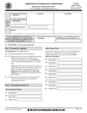 USCIS I-765 2024-2026 - Fill and Sign Printable Template Online