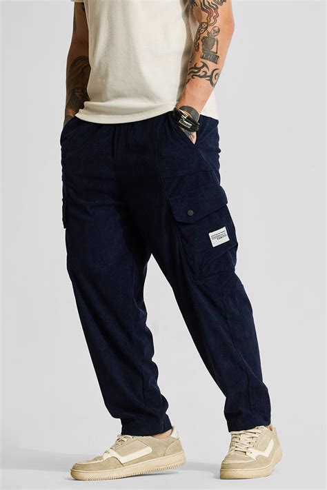 Buy Men's Navy Relaxed Fit Corduroy Cargo Pants Online | Snitch – SNITCH