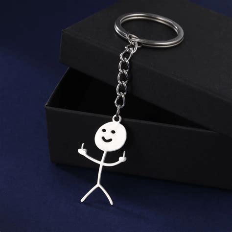 Teamer Funny Fuxk You Middle Finger Stickman Keychain 2023 Cute Trend ...