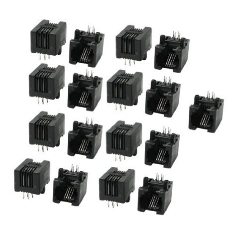 Alcoa Prime15 Pcs RJ11 6P4C Modular Network PCB Jacks Plastic Sockets ...