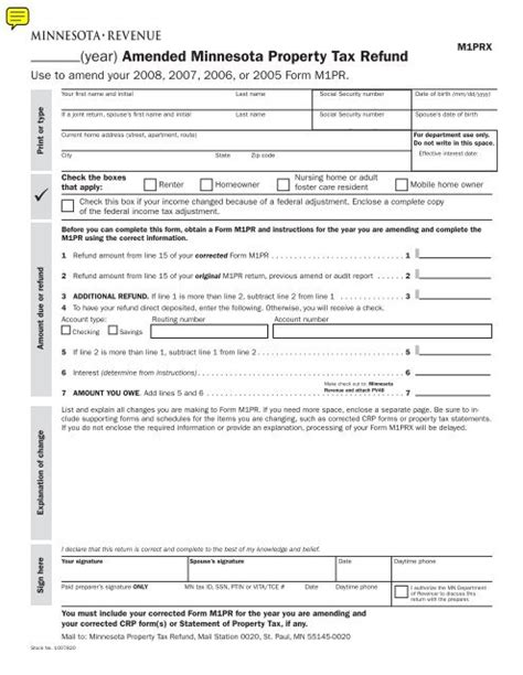 M1PRX, Amended Property Tax Refund Return - Minnesota ...
