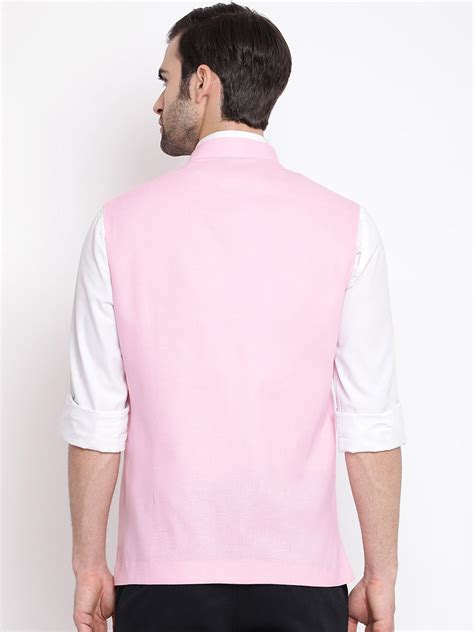 Men Nehru Jacket Cotton in Pink Solid | VASTRAMAY – vastramay