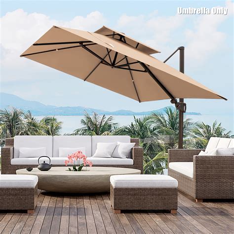 Outdoor 10 x 10 ft Square Double Top Patio Cantilever Offset Umbrella ...