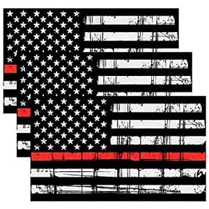 CREATRILL Reflective Tattered Thin Red Line Decal Matte Black – 3 Packs ...