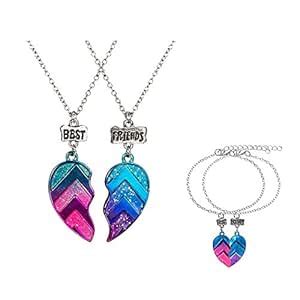Buy Caiyao 4 Pcs/Set BFF Necklaces and Bracelets Best Friends Half ...