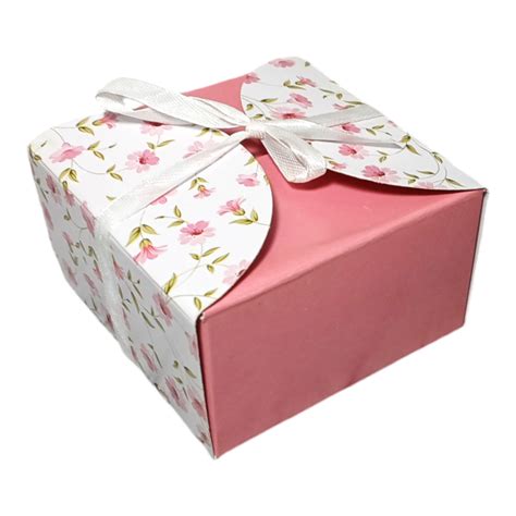 M825 Pink Floral Multi Purpose Square Gift Box with Ribbon – Vinayak De ...