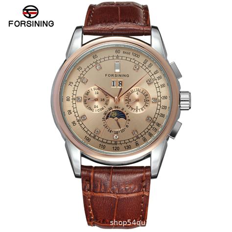 Forsining Men's Mechanical Watch – Moon Phase, Calendar & Week Display ...