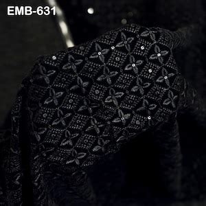 Buy Black Indian Embroidered Velvet Fabric by the Yard Sewing DIY ...