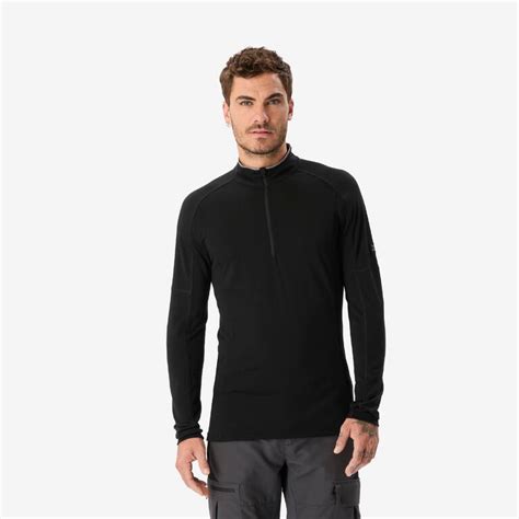 Men's merino wool long-sleeved T-shirt with zip collar Merino Resist ...