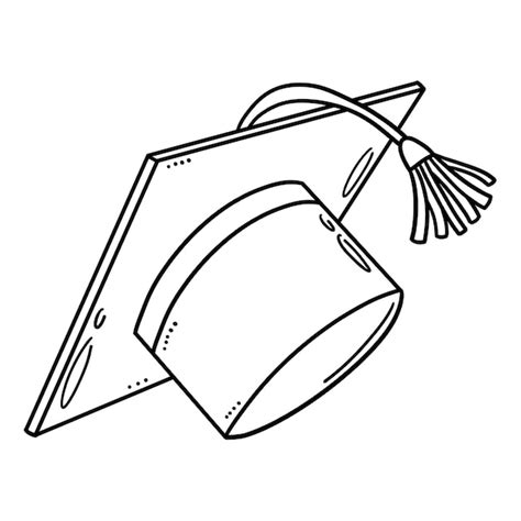 Czapka dyplomowa na białym tle kolorowanki dla dzieci | Wektor Premium