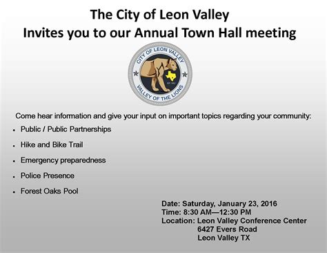 Welcome to the City of Leon Valley | Library events, Town hall meeting ...