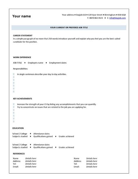 Image result for CV Format Word Document