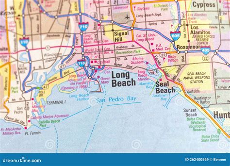 Long Beach City Map in USA. Stock Image - Image of town, print: 262400569