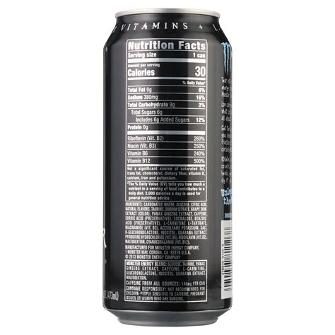 Monster Energy Drink Nutrition Label