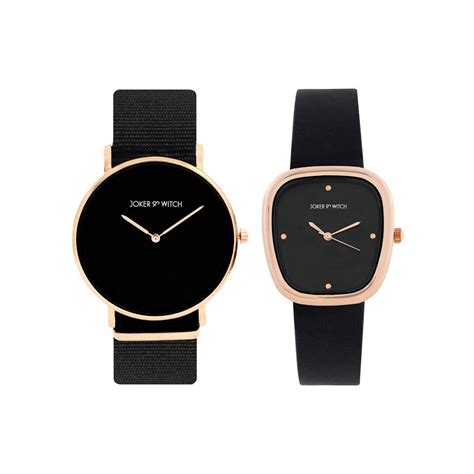 Buy Joker & Witch Unisex Hugo & Delilah Black Dial Analog Couple Watch ...