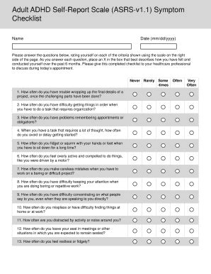 Fillable Online haroldanderson Adult ADHD Self-Report Scale (ASRS-v1.1 ...