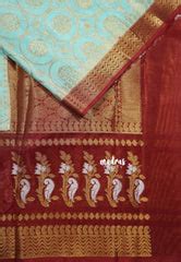 Turquoise blue - Banarasi katan silk full weaving body - Durga – Madras ...