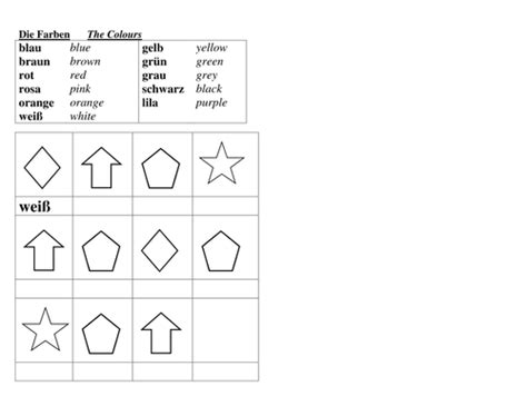 Image result for German Colors Worksheet