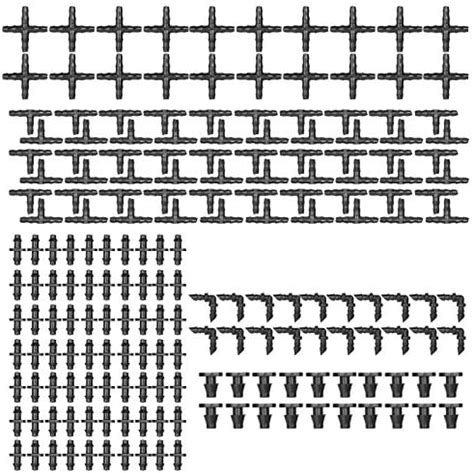 200 Pieces Irrigation Fitting Kit Drip Irrigation Barbed Connectors ...