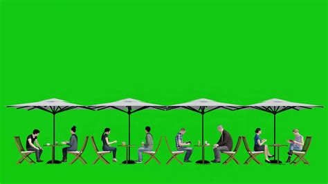 3D animation people eating in outdoor food court,restaurant or dinner ...