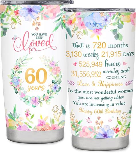 60th Birthday Gifts for Women, 60th Birthday Tumbler Gift Ideas, 60 ...