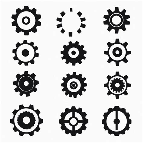 Black and White Gear Icons and Logos | Premium AI-generated image