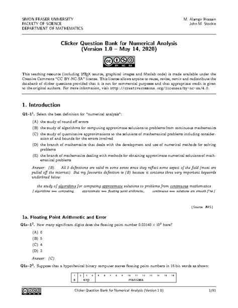 Clicker Qbank-NA - NUMERICAL - SIMON FRASER UNIVERSITY M. Alamgir ...