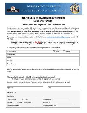 MD Continuing Education Requirements Extension Request 2021-2026 - Fill ...