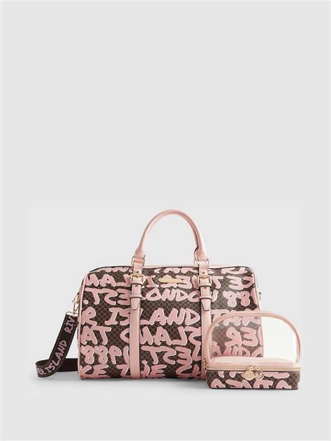 Buy River Island Brown Graffiti Monogram Barrel Bag Bundle from Next India