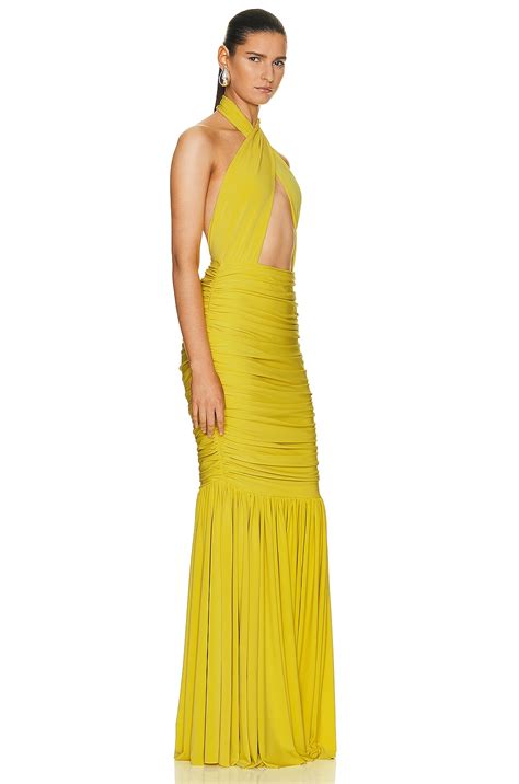 Norma Kamali Cross Halter Fishtail Gown in Buttermilk | FWRD