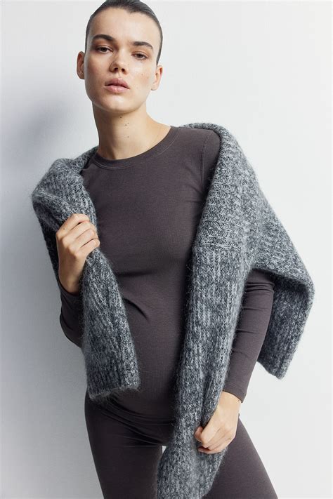 MAMA 2-piece ribbed set - Dark grey - Ladies | H&M IN