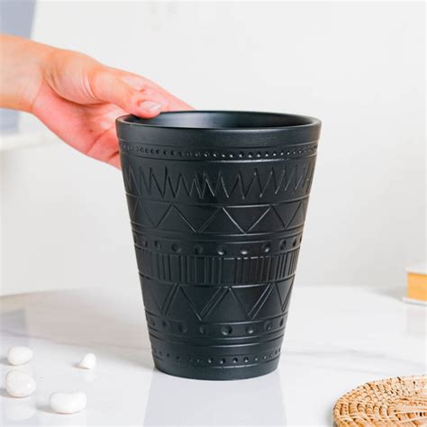 Black Tall Textured Pot Online - Premium Planter | Nestasia