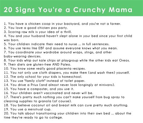 20 Signs You're a Crunchy Mama - I totally plan on being one :) Crunchy ...