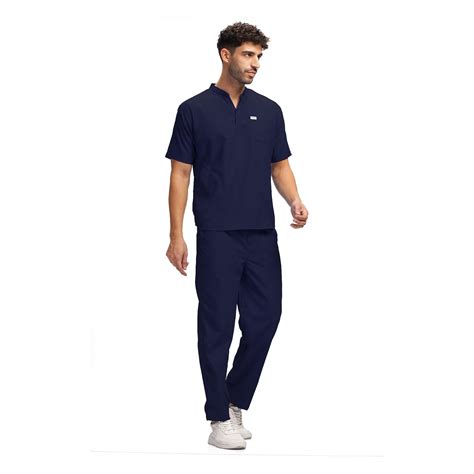 KNYA Classic Men's 5-Pocket Mandarin Collar Scrub Suit| Regular fit ...