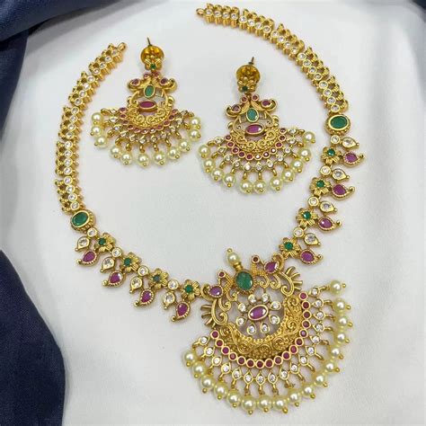 Antique Peacock South Indian Necklace Set | Kylor