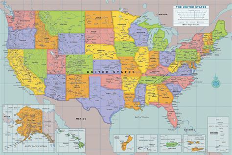 Oversized USA Laminated Wall Map - Peter Pauper Press - Worksheets Library